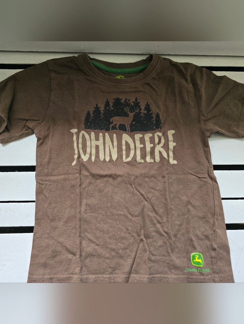 John Deere Brown Tee with Green Logo and Forest Graphic